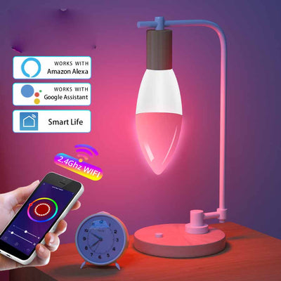 Smart WifI Led Lamp E14 RGB CW WW Led Bulb Dimmable 85-265V Voice Control Light Bulbs Alexa Google Home For Home Decorative