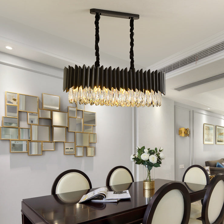 Modern Simple Black Crystal Living Room Lighting